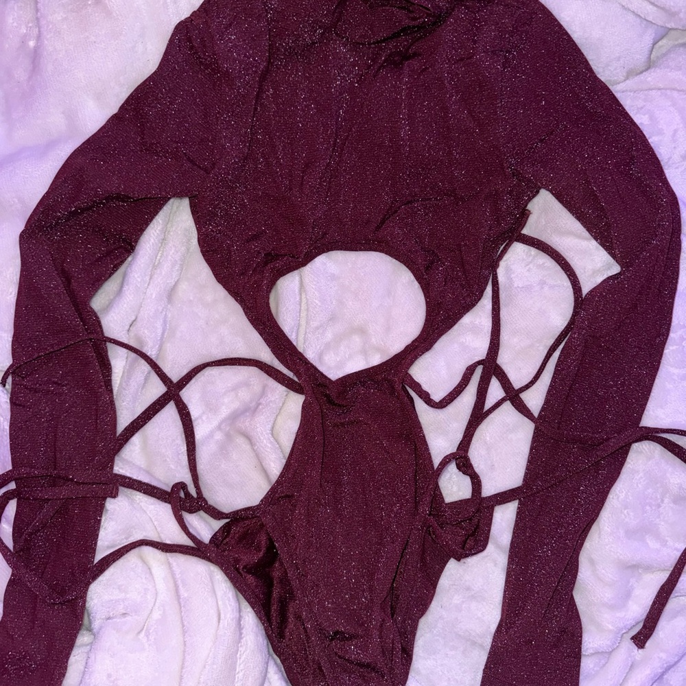 Savage X Fenty Sparkling Burgundy Bodysuit